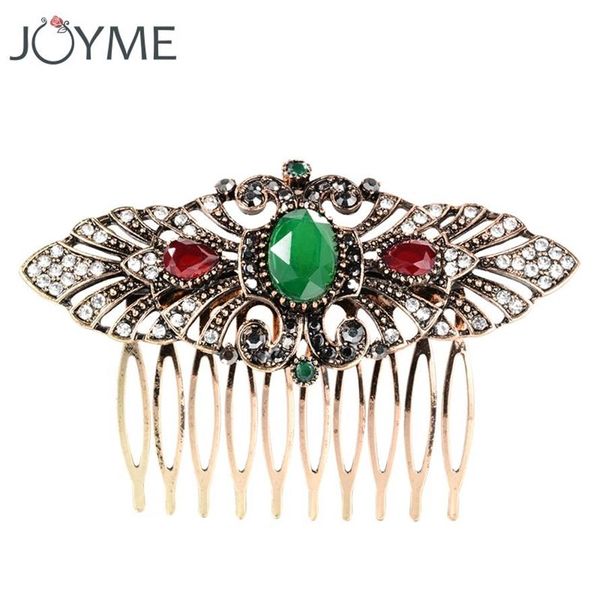 JOYME, joyería turca, peineta para el pelo de boda de Color dorado antiguo, accesorios para el cabello de flores para novia, pinzas para el pelo, Hairwear2453