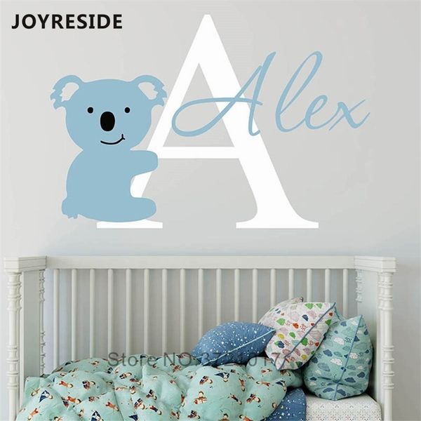 JOYRESIDE Personnalisé Nom Personnalisé Autocollant Koala Ours Mignon Stickers Enfants Enfants Chambre Décoration Sticker WM002 201106