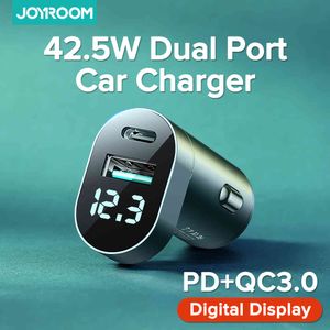 Joyroom 42.5W Car Mini USB Fast con QC 3.0 PD3.0 Carga rápida Tipo C PD Cargador para iPhone 12 Huawei Redmi