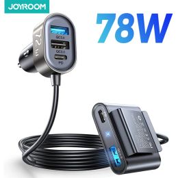 Joyroom – chargeur de voiture rapide 78W 5 en 1, allume-cigare USB PD 3.0 QC 4.0 Type C, adaptateur multi-chargeur de voiture avec câble de 1.5m