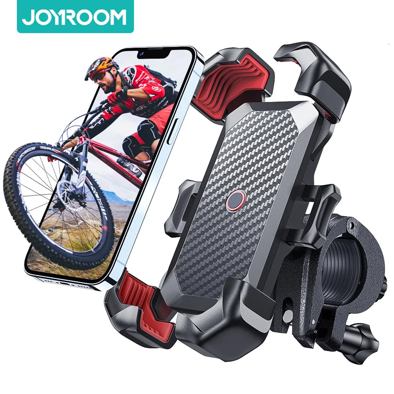 ジョイルームユニバーサルバイク電話ホルダー360°4.7-7インチ携帯電話スタンドの衝撃的なブラケットGPSクリップ用の自転車電話ホルダーセルフィーモノポッドを見る