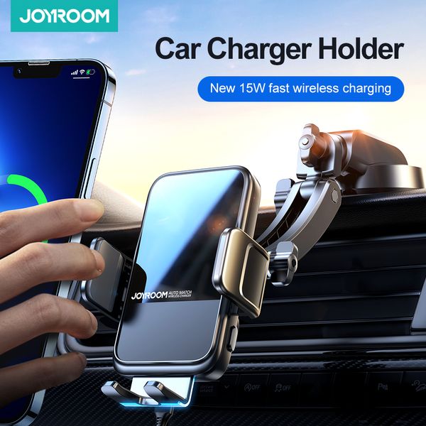 Joyroom, soporte de teléfono de carga inalámbrica para coche, soporte de teléfono de carga rápida de 15 W, cargador de coche para iPhone, Xiaomi, Huawei y Samsung