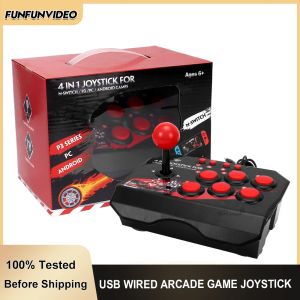 Joysticks 4IN1 Retro Arcade Game Joystick Station USB con cable TURBO Fighting Rocker Controller para NS Switch/PS3/PC/Consola de juegos Android