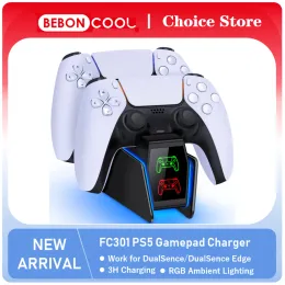 Joysticks Beboncool FC300 RVB Contrôleur Station de charge pour PlayStation 5 Double chargeur de chargeur Fast Charger LED Stand pour PS5 GamePad
