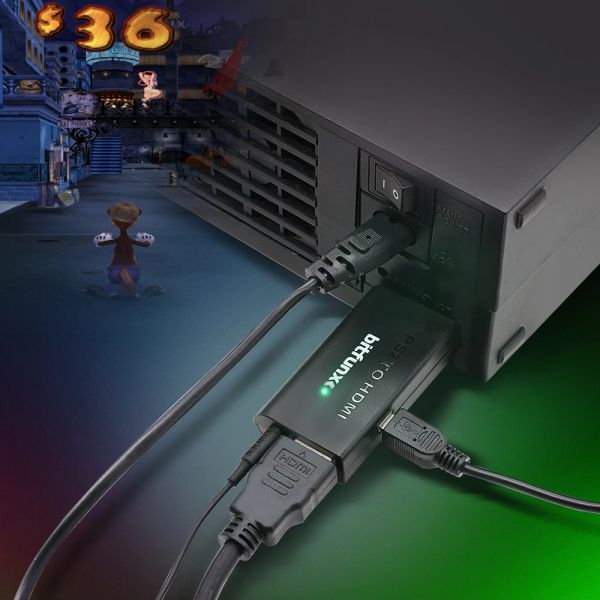 Joysticks Bitfunx PS2 à HDMICOMPATIBLE ADAPTER 3,5 mm Convertisseur vidéo audio pour Sony Playstation 2 PS2 Console
