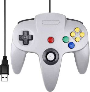 Joysticks Classic N64 Wired USB Controller PC Game Pad Joystick Joy Pad pour Windows PC Mac Linux Raspberry Pi 3 Sega Genesis Higan (Gray) H2