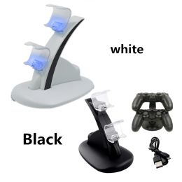 Joysticks Controller Charger Dock LED Double USB PS4 Charging Stand Station pour Sony Playstation 4 PS4 / PS4 Pro / PS4 Slim Black White