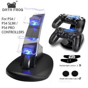 Joysticks Data Frog Dual USB Charger Stand voor PS4 DualShock4 Controller Charging Dock Station met LED voor PlayStation 4/PS4 Pro/PS4 Slim