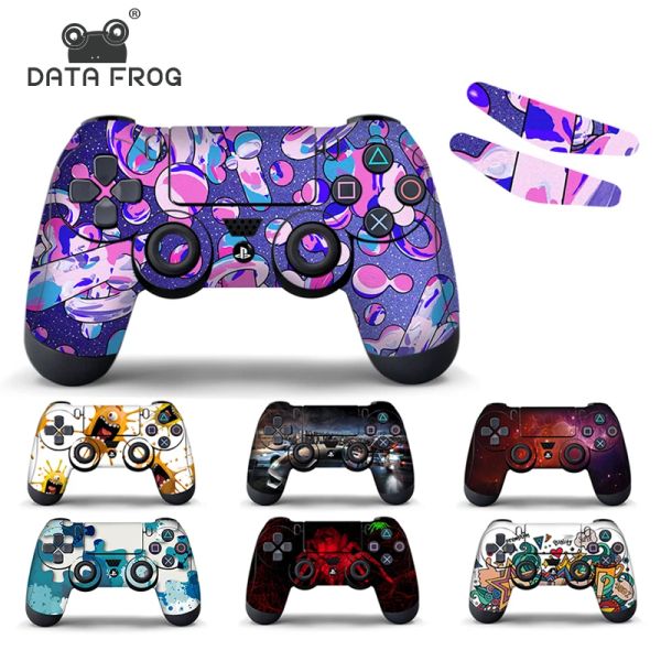 Joysticks Data Frog Cubierta protectora de protección para la piel del controlador PS4 para PlayStation 4 Pro Slim Decal Accesorios 15 Estilos