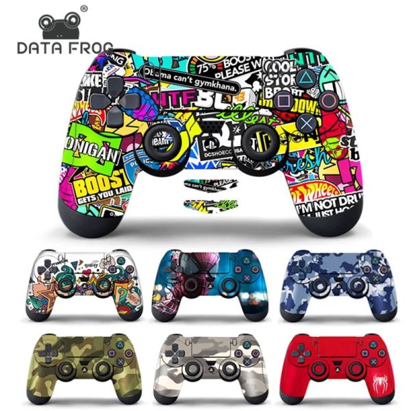 Joysticks Data Frog Styles Cover Sticker pour PS4 Pro Slim Skin Decal pour Sony Playstation 4 Game Controller Accessoires