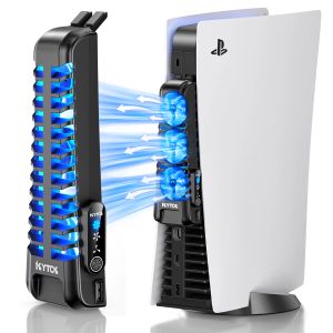 Joysticks for PS5 Console Refroiding Vendants a mis à niveau le ventilateur de refroidisseur PS5 à la LED avec des hubs USB 2.0 LED pour la console Sony Playstation 5