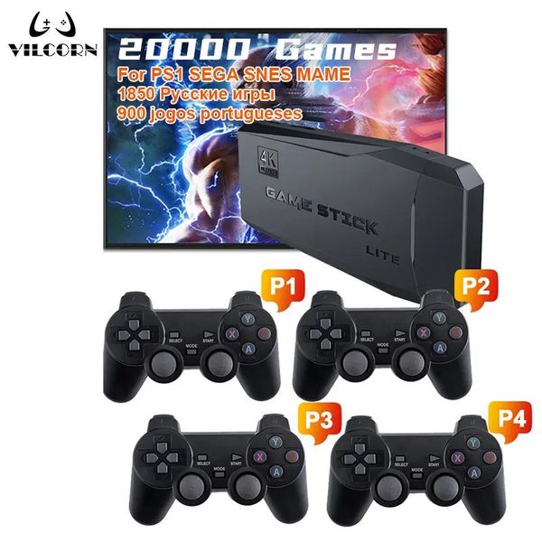 Joysticks Contrôleurs de jeu Joysticks Console de jeux vidéo TV HD Game Stick 4K 128 Go 20000 jeux rétro pour PS1/GBA/Dendy/MAME/SEGA Support 4 P