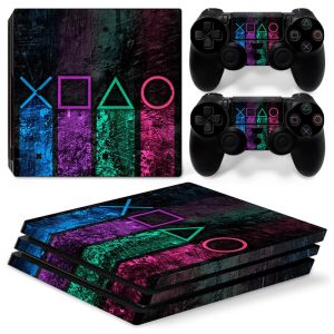 Joysticks GameGenixx Skin Sticker Geometry Beschermende vinylstickerdekking voor PS4 Pro Console en 2 controllers