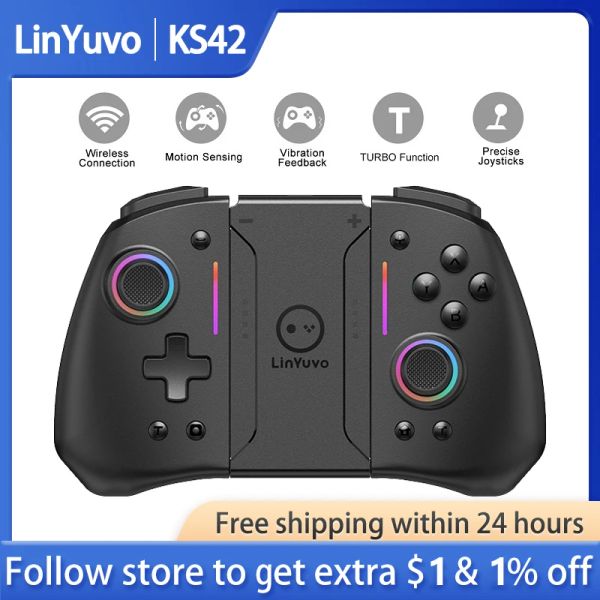 Joysticks Linyuvo KS42 GamePad Switch Controller pour Nintendo Switch / OLED / Lite, Switch sans fil Joypad Bluetooth Games Console Contrôleur