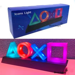 Joysticks Nieuw spelpictogram Licht voor PS4/PS5 Voice Control Decorative Lamp voor PlayStation Player Commercial Colorful Lighting Game LED