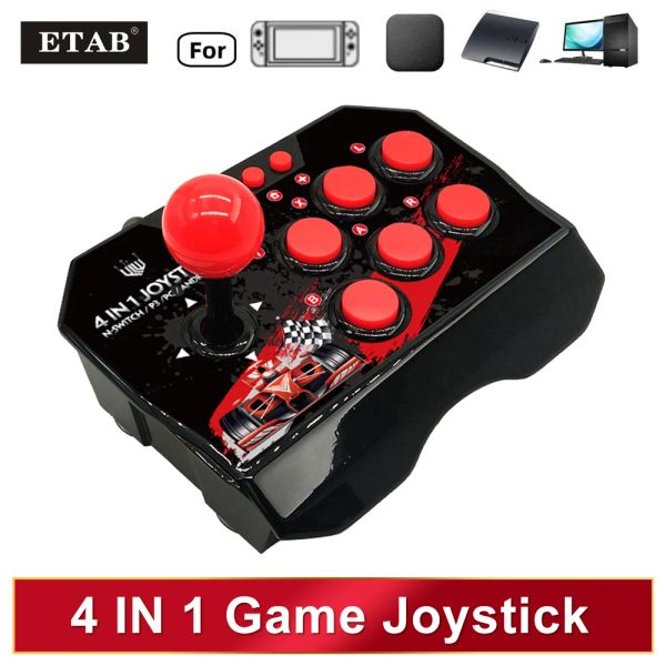 Joysticks USB filaire 4 en 1, Joystick de jeu avec câble USB de 3M, Console de jeux TURBO, Station d'arcade à bascule pour Nintendo Switch, Android TV, PS3, PC