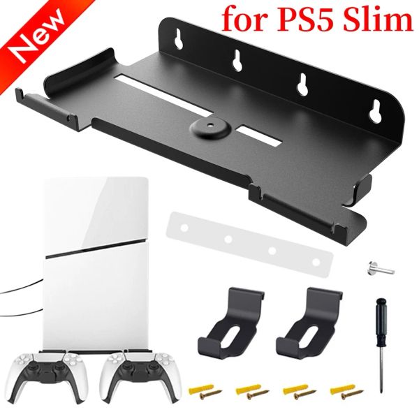 MOIDSTICKS Wall Mount GamePad Headset Bracket pour PlayStation 5 PS5 Slim Space Sauvegarde étagère stable pour PS Slim Headset / Controller