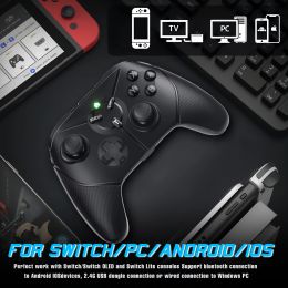 Manettes contrôleurs de vibrations sans fil Pro pour NSwitch NS Switch Pro Console PC jeu vidéo manette de jeu LED réglable