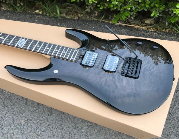 JP6 JPX JohnPetrucci guitare électrique noire dessus en érable matelassé poupée assortie matériel noir Tremolo cordier 8137837