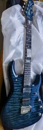 JPX Ernie Ball Music Man John Petrucci Lake Blue Burst Flame Maple Top elektrische gitaar Double Locking Tremolo Bridge Whammy Bar Chrome Hardware