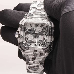 JQ0V Gra-gecertificeerde Vvs aanpassen met Hip Hop Diamond Case Skeleton Couple Stainls Steel Ladi S Moissanite horloge