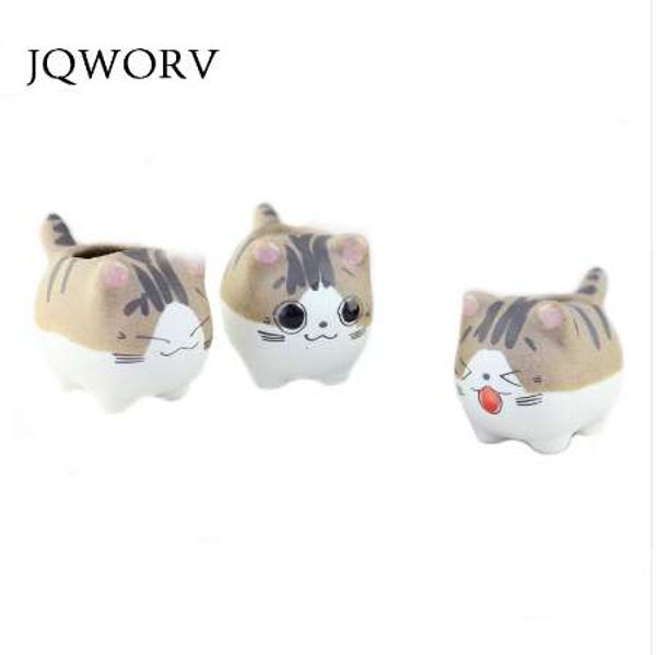 JQWORV fromage chat résine pot de fleur mignon petite taille vase pot de fleurs animaux mignons chaton pot plante succulente pot de plante cadeau