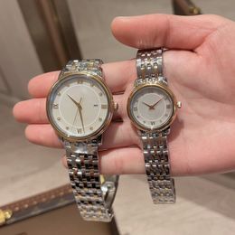 JR Fashion Taiwan Factory HisHers Watch De Set Classic Silver 38 mm y 28 mm de diámetro Acero inoxidable Moda Pareja Contador de horas