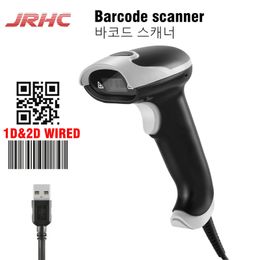 JRHC Handheld 2D Barcodescanner USB QR-code Bedraad Automatisch 1D PDF417 Datamatrix Barlezer Plug en Play 240229