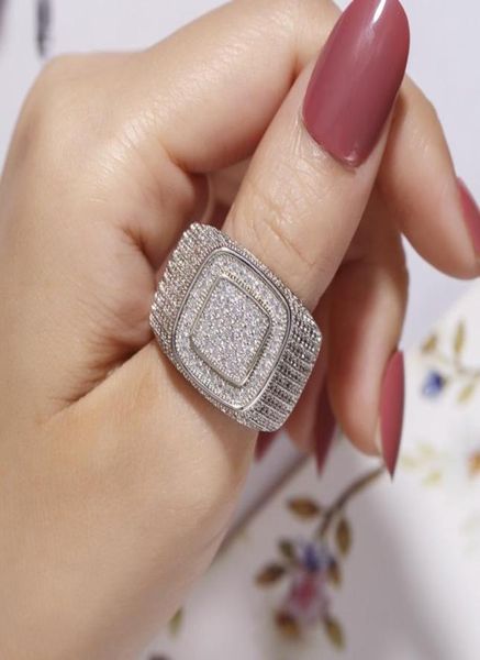 Jrl Hip Hop micro pave cz Stones All Iced Bling Ring 925 Silver Gold plaqué HALLS FOR MEN BIELR