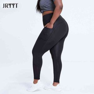 Jryyt 2021 Plus size fitness workout Leggings vrouwen buikbestrijding push-up lopende sport panty's vrouwelijke stretchy yogabroek l-4XL H1221