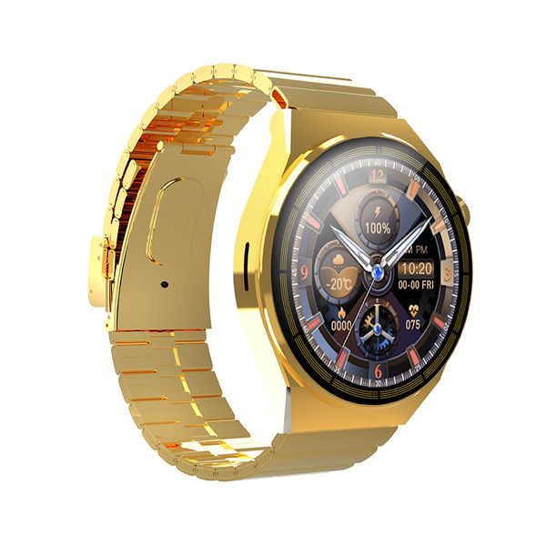 JS5 doré 1.52 pouces montre intelligente ECG Assistant vocal bouton relojes inteligente bracelet en acier doré montres Smartwatch JS5