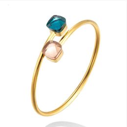 Jsbao arrivals dubbele glazen steen rvs mode armband vrouwen oranje hemel blauwe kleur armband voor sieraden