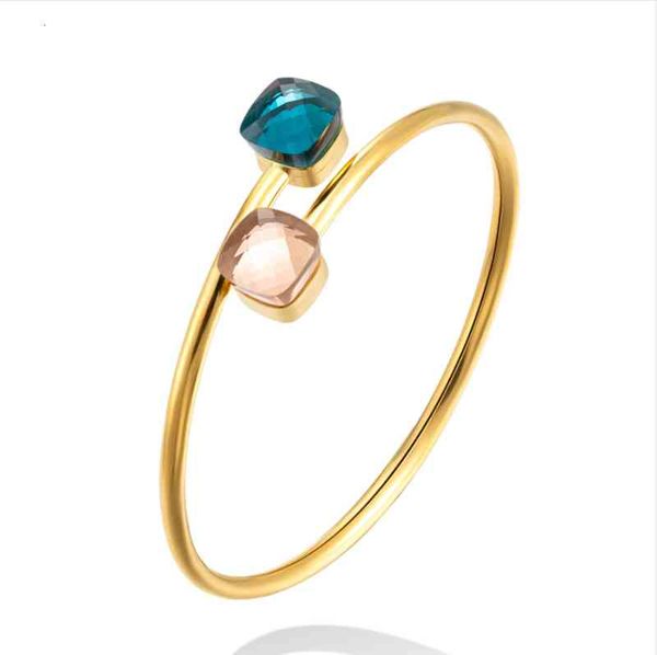 Jsbao arrivées Double verre pierre en acier inoxydable mode Bracelet femmes Orange ciel bleu couleur Bracelet pour bijoux