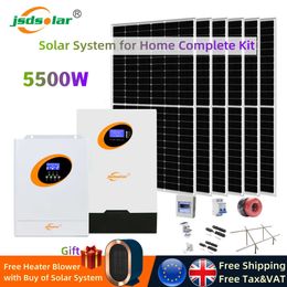 JSDSOLAR 5500W Solar System voor Home Complete Kit met LifePo4 -batterij MPPT -omvormer Solar Panelen Off Grid Fotovoltaïsch systeem