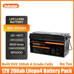 Jsdsolar Lpf 6000 ciclos 12,8 V 200Ah LiFePo4 batería BMS integrada 2.56kw Eve Cells 12v con pantalla LCD libre de impuestos