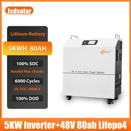 Onduleur solaire Jsdsolar deux en un 5KW avec batterie LiFePO4 48V 80ah 5KWH 51.2V Onduleur MPPT Portable pour système de stockage d'énergie