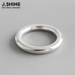 JSHINE MINIMALISTE Sieraden 990 Sterling Zilver Smooth Stackable Finger Ringen voor Dames Pure Verlovingsring Fijn 211217