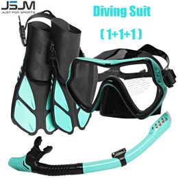JSJM 111 Équipement de masque de plongée de plongée professionnelle Lunes de plongée HD Anti Fog Scuba Mask Underwater Abonnerie Flippers de plongée en apnée 240410