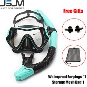 JSJM masque de plongée avec tuba professionnel et tubas lunettes lunettes de plongée ensemble de tubes de natation masque de plongée adulte unisexe 240127