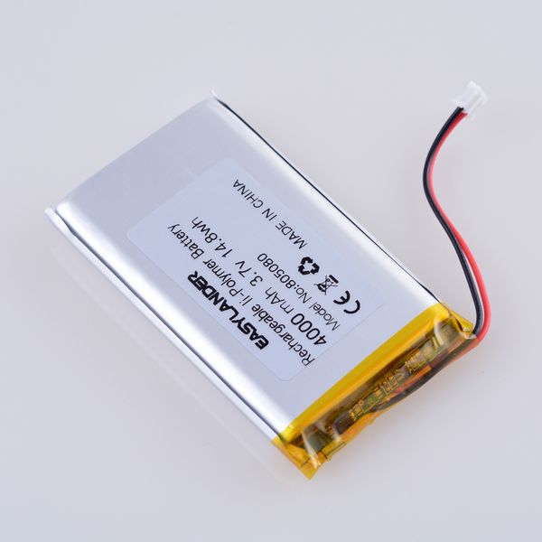 JST 2,0 mm 2pin 3.7V 4000mAH 805080 Lithium Polymer Lipo Rechargeable Battery Cells for Power Bank 085080