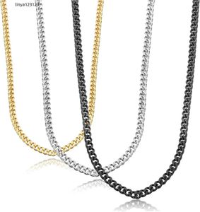 Jstyle 3-delige set 3 mm Cubaanse ketting heren roestvrij staal ketting 1 8 kg oud zwart zilver heren schai n halskant set h iph op juweel geschikt voor mannen 1 618 20222426