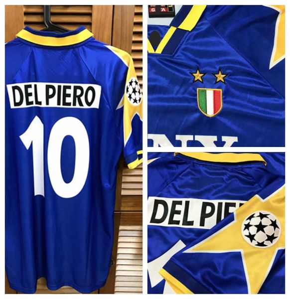 JU 9596 vintage classique UCL loin chemise maillot manches courtes Del Piero personnalisé nom numéro patchs Sponsor2140136