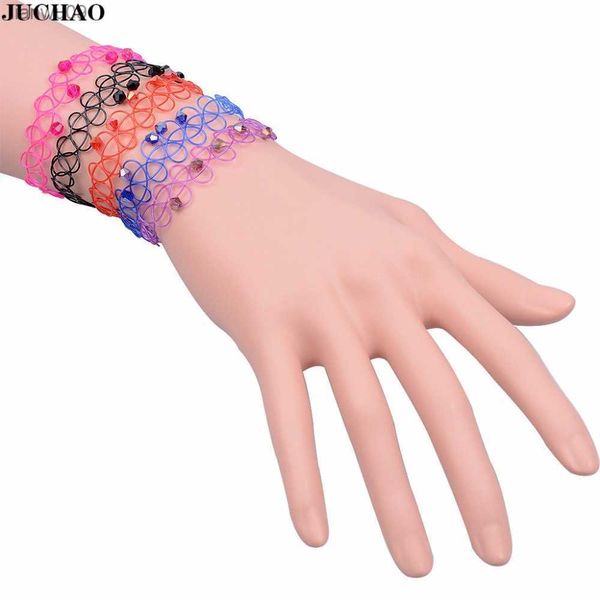 JUCHAO, pulseras bohemias para mujer, cuentas de cristal, tatuaje elástico, línea de pescado, pulsera con abalorio, joyería femenina, armbanden Voor Vrouwen L230704