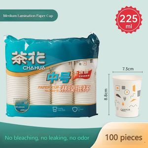 juchiva Chahua 100 stuks wegwerp papieren beker voor koffie 225 ml grote plastic verdikte waterbekers zonder lekkage huishoudelijke producten 240108