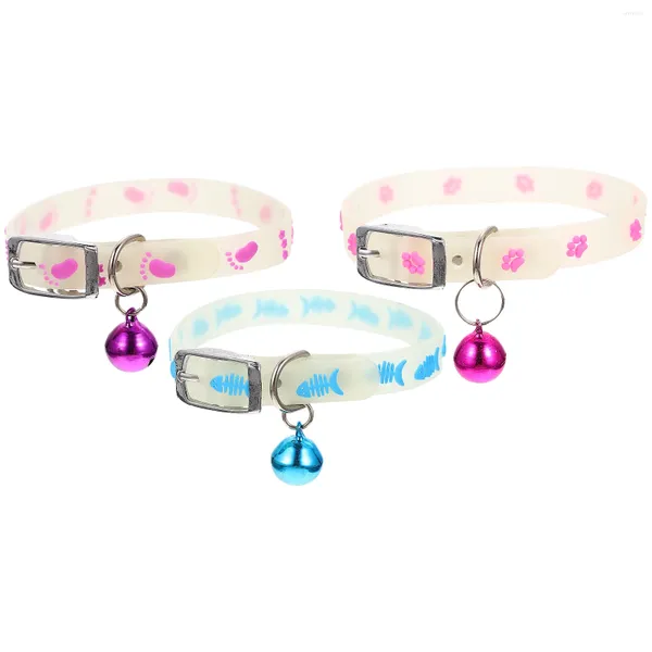 Juchiva Collares para Perros, 3 Piezas, Collar Fluorescente para Cachorros, Adorno para el Cuello para Mascotas Nocturnas, Correa para Campana