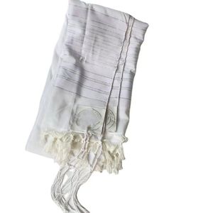 Judaica Israel Talit judío blanco poliéster tamaño grande Gadol chal de oración Tallit con bolsa 140x190cm