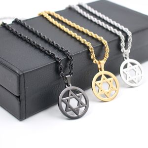 Judaïsme bijoux argent/or hexagramme mode acier inoxydable étoile de David pendentif boîte chaîne collier hommes cadeaux 24 pouces