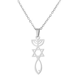 Judaïsme rituel Bougeoir Symbole Collier Religion en acier inoxydable Hexagram Star de David Jesus CHRISTIAN FISH DESIGN