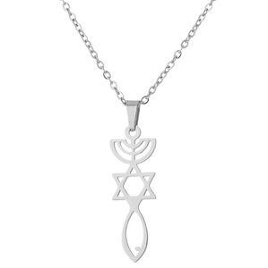 Judaïsme rituel Bougeoir Symbole Collier Religion en acier inoxydable Hexagram Star de David Jesus CHRISTIAN FISH DESIGN