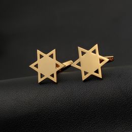 Gemelos de la estrella de David del judaísmo, pentagrama religioso, botones gemelos, amuleto de acero inoxidable, joyería para hombres, regalo de boda Vintage para papá